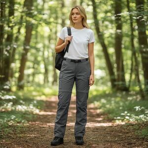 REI UPF 50+ Women Grey Convertible Cargo Pants Size 8 Belted Zipper Leg Outdoor